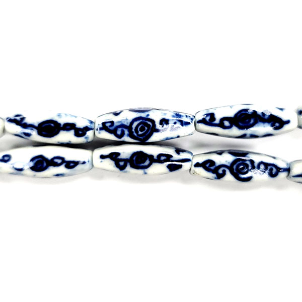 PORCELAIN 4 SIDE RICE 8X20MM WHITE AND BLUE